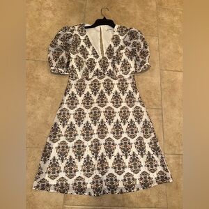 Express White and Brown Patterned Mini Dress